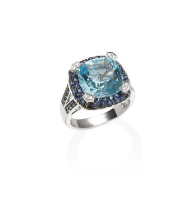 Paragon White Gold Blue Topaz Blue Sapphire Ring
