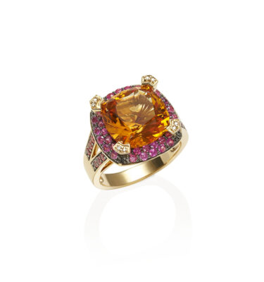 Paragon Yellow Gold Citrine Pink Sapphire Ring