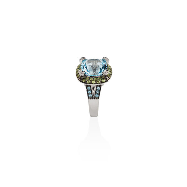 Paragon White Gold Blue Topaz Peridot Ring